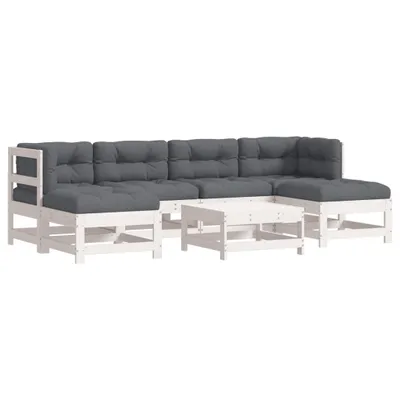 Produktbild von vidaXL 7-tlg. Garten-Lounge-Set mit Kissen Weiß Massivholz