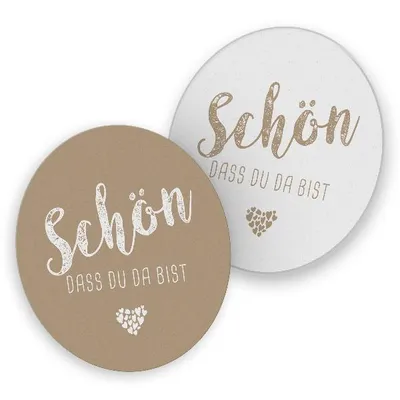 Produktbild von itenga 40x Bierdeckel Untersetzer "Schön dass du da bist" latte macchiato braun