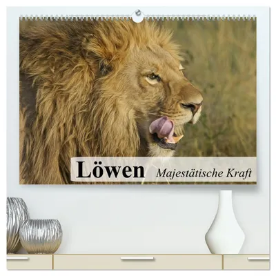 Produktbild von Löwen. Majestätische Kraft (hochwertiger Premium Wandkalender 2027 DIN A2 quer), Kunstdruck in Hochglanz