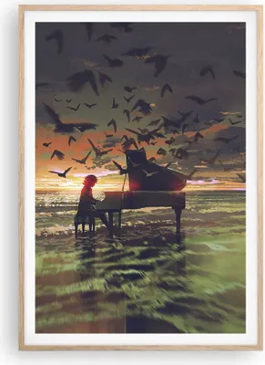 Produktbild von Gerahmtes Poster - Rahmen in heller Eiche - Klaviermusik - 70x100 cm - Wand Bild - Wanddeko - Wandbilder - Kunstposter - Wandposter - Bilderrahmen - Bilder - Kunstdruck - Wandbild - P2NPA70x100-3911