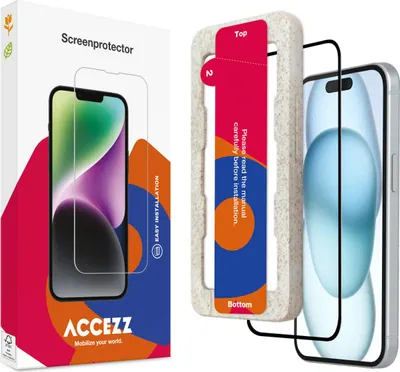 Immagine prodotto di iPhone 15 Plus Screenprotector: Accezz Gehard glas Full Cover screenprotector metapplicator - Trasparente