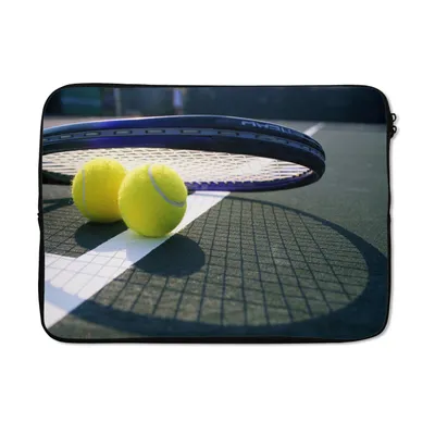 Produktbild von MuchoWow® Laptop Hülle 13 Zoll Tennisbälle und Tennisschläger Laptoptasche - Laptophülle - Sleeve - Rundumschutz