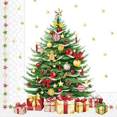 Produktbild von Tissue Serviette Tannenbaum, 33 x 33 cm, 100 Stück - Mank