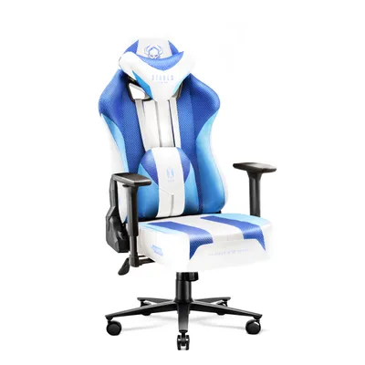 Zdjęcie produktu dla DIABLO Fotel Gamingowy Obrotowy Materiałowy | Krzesło dla Gracza do Biurka | Poduszka Lędżwiowa i pod Kark Przewiewny | X-Player 2.0 | Normal Size, Frost White