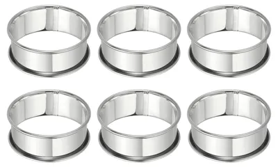 6 Crumpet-Ringe aus Edelstahl, 6 cm, antihaftbeschichtet, rund