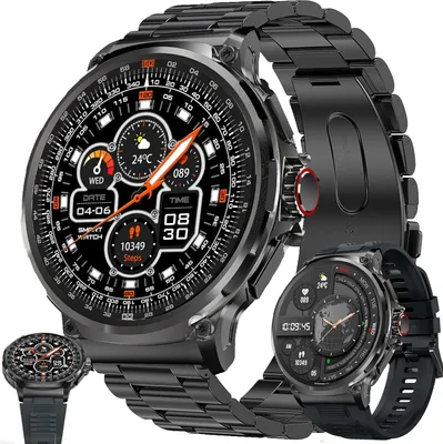 Zdjęcie produktu dla Smartwatch męski z funkcją telefonu, 1,85" AMOLED okrągły duży ekran zegarek sportowy z połączeniami zegarek fitness monitor pracy serca monitor snu Android IOS