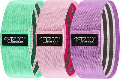 Produktbild von 4FIZJO Material Fitnessbänder Set, 3-teilig, Widerstand 5-20 kg, Lila/Rosa/Grün
