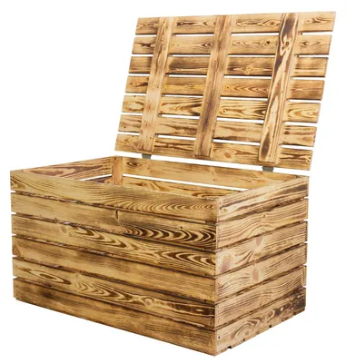 Produktbild von Grosse Holztruhe 80er geflammt mit Deckel 80x50x39cm
