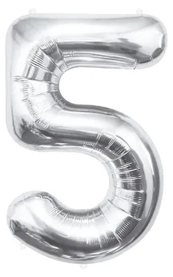 Produktbild von XL Folienballon Zahl 5 silber 85 cm