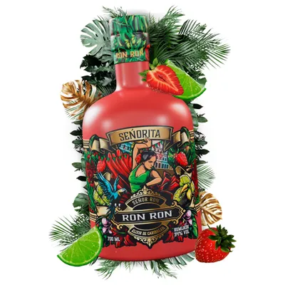 Produktbild von Ron Ron Señorita – Premium Rumlikör mit Erdbeer-Limette-Geschmack & sanfter Rauchnote – 34 % vol.– handgemachter Rum-Blend aus der Karibik – 0,7L