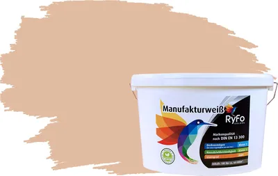 Produktbild von RyFo Colors Bunte Wandfarbe Manufakturweiß Sand 10l - weitere Orange Farbtöne und Größen erhältlich, Deckkraft Klasse 1, Nassabrieb Klasse 1