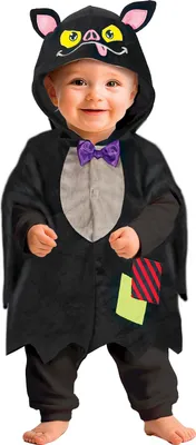 Immagine prodotto di Animale pipistrello di Halloween per piccoli esploratori con cappuccio e motivo carino, taglia: 86/92 Colore: nero