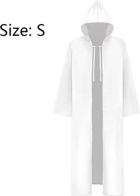 Produktbild von Party Halloween Gothic Cape Cod Kostüm mittelalterliche Kapuze Robe Stoff Halloween Kostüme für Männer und Frauen, Weiß, S