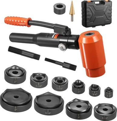 Obrázek produktu pro SucceBuy Sada hydraulických děrovacích nástrojů, 15tunový děrovací nástroj, sada děrovacích nástrojů 12,7 až 101,6 mm, sada na výrobu otvorů s 10 matricemi pro kovové jističe a rozváděče