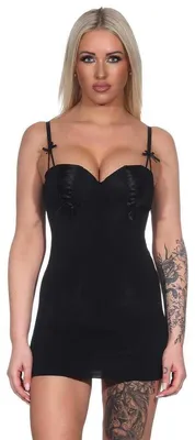 Produktbild von Damen kurzes Negligé mit Cups Nachtkleid Spitze; Schwarz/80 C