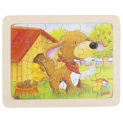 Produktbild von Goki Holzpuzzle Tiere, 6-teilig