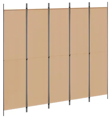 Image de Paravent 5 panneaux Beige 250 x 220 cm Tissu