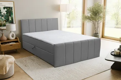 Image de VENASI CLAUDINE Lit boxspring 160x200 avec 2 sommiers H2/H3 Matelas GRIS Cosmic 160