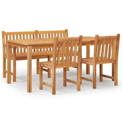 Image de Ensemble à manger de jardin 4 pcs Bois de teck massif