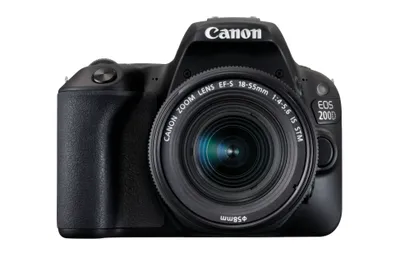Produktbild von Canon EOS 200D, 24,2 MP, 6000 x 4000 Pixel, CMOS, Full HD, Touchscreen, Schwarz