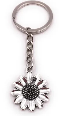 Image de Onwomania Porte-clés Tournesol Fleur Plante argent Pendentif Keychain