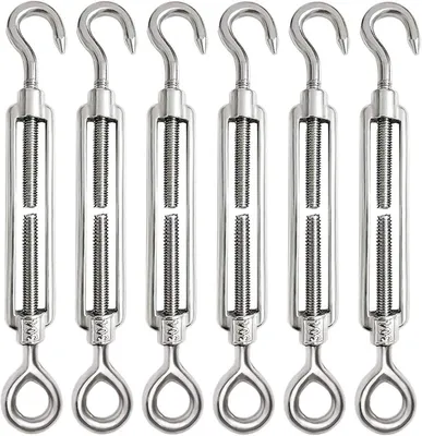 Imagen del producto de Juego de tensores de alambre de acero inoxidable, de 6 piezas, ajustables, para cuerdas y sistemas de tensión