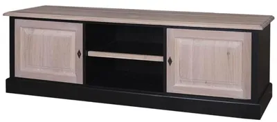 Produktbild von Casa Padrino Landhausstil Fernsehschrank Schwarz / Naturfarben 180 x 46 x H. 56 cm - TV Sideboard im Landhausstil