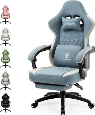 Produktbild von Dowinx Gaming Stuhl Stoff Massage mit Fußstütze Ergonomisch Blau