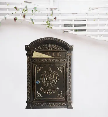 Vintage Wandbriefkasten aus Gusseisen mit Schloss