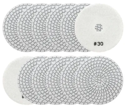 Produktbild von Diamant-Polierpads, Körnung 30, Set mit 12 Stück, für Granit und Marmor
