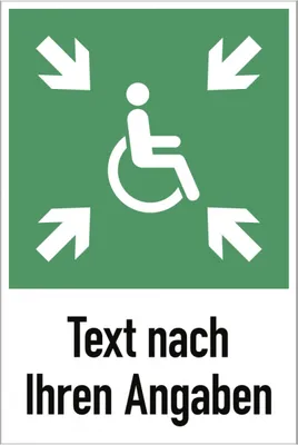Produktbild von Dreifke® Schild Vorläufige Evakuierungsstelle mit Text nach Ihren Angaben, Al...