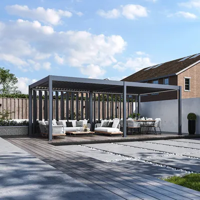 Produktbild von Pergola Sichtschutzwand 3,6 m mit verstellbaren Lamellen Anthrazit