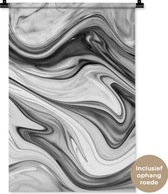 Produktbild von MuchoWow® Wandteppich Wandbehang Marmor - Muster - Grau - Marmoroptik - Schwarz 60x90 cm Tapisserie Dekoration Wandtuch - Foto-Teppich - Abwaschbar