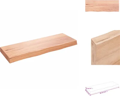 Obrázok produktu pre vidaXL Nástenná polica svetlohnedá 80x30x(2-6) cm masívne drevo dub ošetrené - Nástenné police
