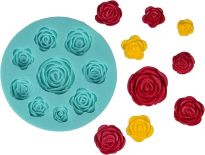 Produktbild von Silikonform für Zuckerpaste ROSE ROSES ROSE FLOWER - 9 Muster