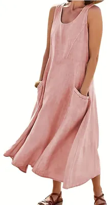 Productafbeelding van Currero Linnen Jurk Dames Roze L