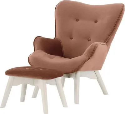 Zdjęcie produktu dla Fotelik uszak dziecięcy z podnóżkiem Ducon Mini Velvet-Kronos 29-biały
