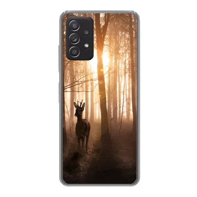 Produktbild von MuchoWow® Handyhülle Schutzhülle Hülle für Samsung galaxy a73 Wald - Hirsche - Sonne - Bäume - Winter - Natur - Tiere Silikon Softcase Handy Hülle - Handyhülle