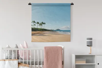 Produktbild von MuchoWow® Wandteppich Wandbehang Strand - Palmen - Hawaii 90x90 cm Tapisserie Dekoration Wandtuch - Wandaufhänger
