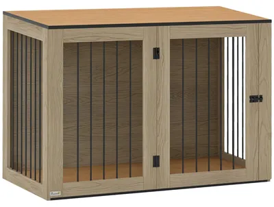 Immagine prodotto di Cuccia per cani - Gabbia per cani da interno - Per cani di grossa taglia fino a 30 kg - Struttura in acciaio - Con porte e finestra - Design moderno