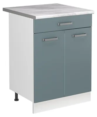 Zdjęcie produktu dla Szafka pod zlew Vicco R-Line Niebiesko-szary/Biały 60 cm blat roboczy Marmur, Model 72998