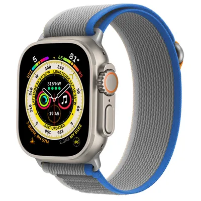 Obrázek produktu pro Trailový tah řemínek na Apple Watch Cubenest Šedá s modrou pro velikosti 42/44/45/Ultra 49 mm.