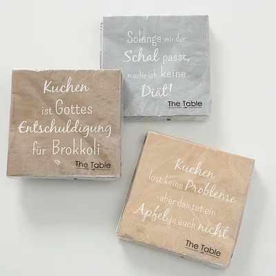 Produktbild von Servietten Papierservietten lustige Sprüchen 33x33 cm 3er Set