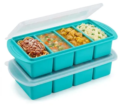 Produktbild von Gefrierbehälter Silikon-Gefrierdose - 250 ml - 2er Set - Mit Deckel - Stapelbar - BPA-frei