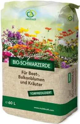 Produktbild von Multikraft Bio Schwarzerde für Beet-, Balkonblumen und Kräuter 60 L torffrei mit EM