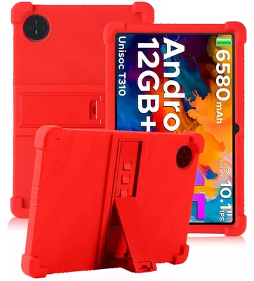 Image de Étui de protection pour tablette Doogee Tab A9+ / Tab A9 Pro+ 11,0 pouces, en silicone souple résistant aux chocs, avec support intégré, de couleur rouge