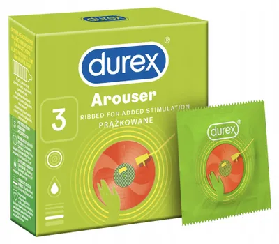 Produktbild von Durex Arouser, Männliches Kondom, Gerippt, Transparent, Zusätzliches Gefühl, 3 Stück(e)