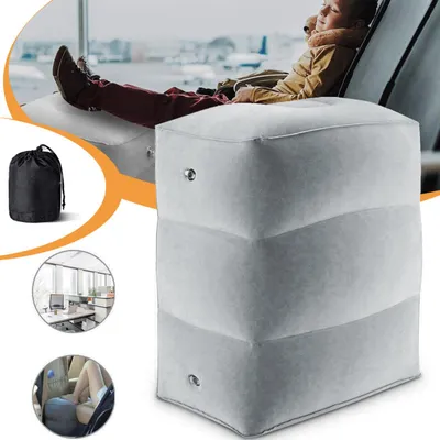 Produktbild von STILVORA Aufblasbare Fußstütze fürs Flugzeug, Höhenverstellbares Reise Fußkissen aus weichem PVC,ergonomisch & waschbar, ideal für Kinder & Erwachsene
