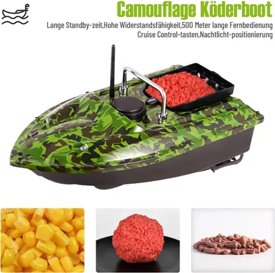 Produktbild von Funk Futterboot zum Angeln - RC Köderboot - 500 m Reichweite - 2 Motoren - Kabellose Fernbedienung - Einhandbedienung - 220 V Ladung - Grün
