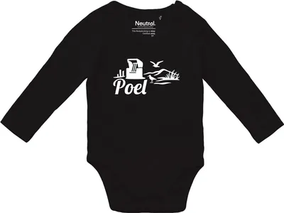 Produktbild von Huuraa Baby Body Poel Strandmotiv 68 Black  Baumwolle Fairtrade Langarmbody Geschenkidee